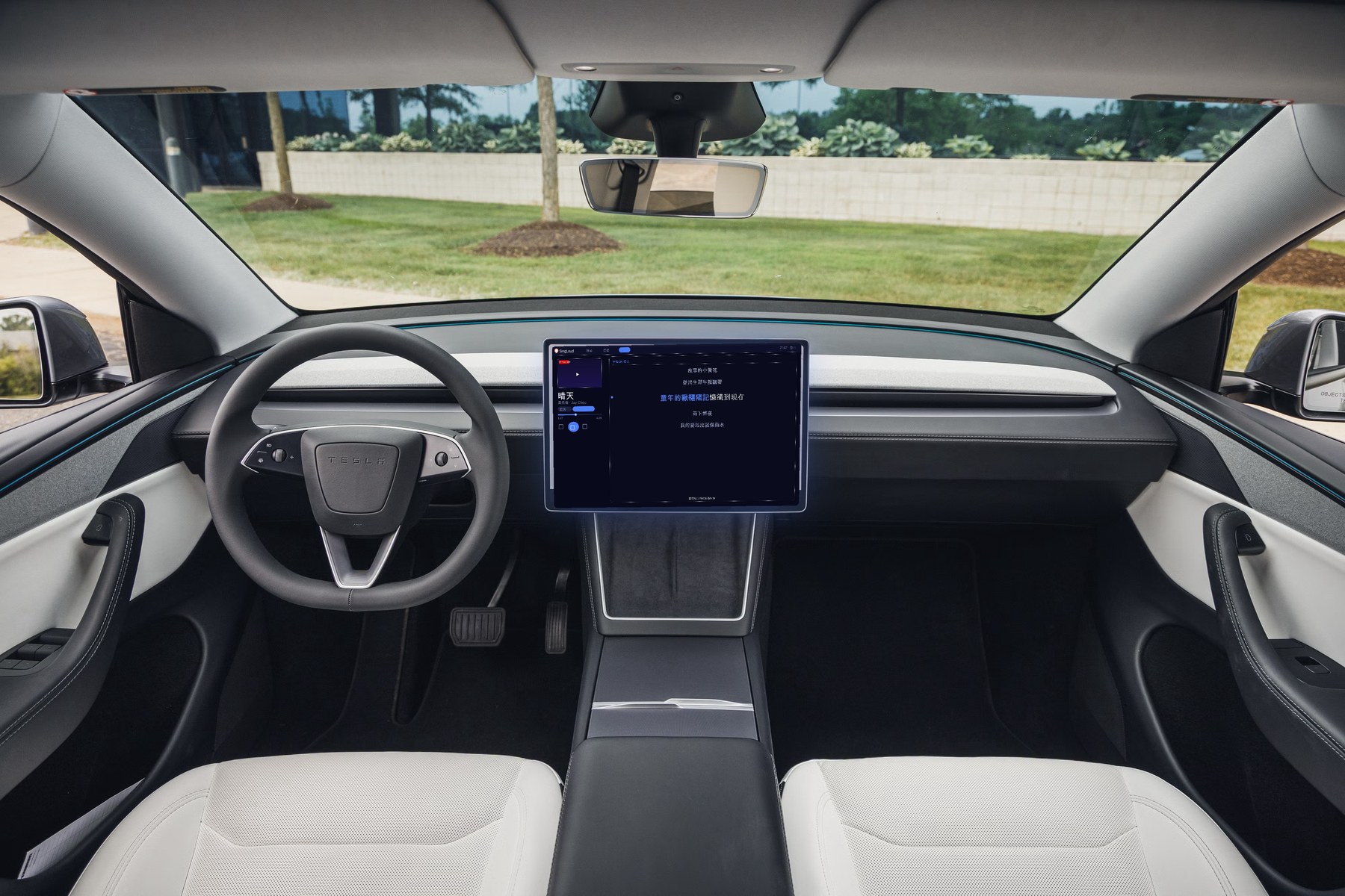 SingLoud karaoke running on a Tesla Model Y touchscreen